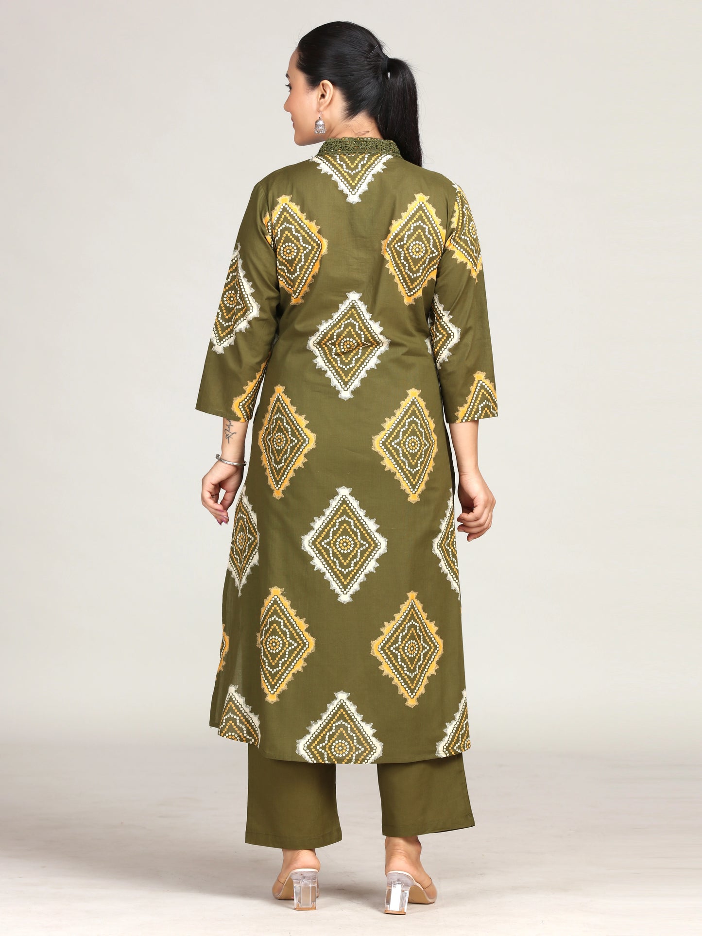 Mehndi Bandhani Printed Straight Co-ord Set