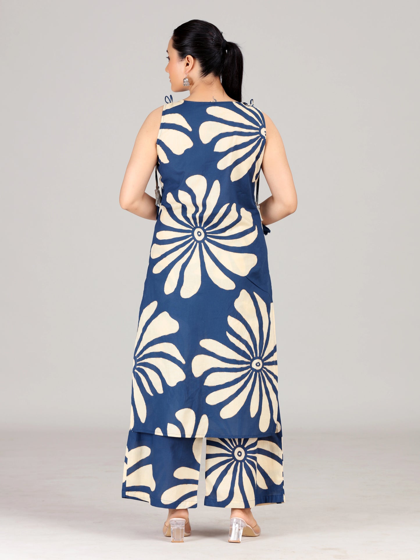 Blue Floral Embroidered Co-Ord Set