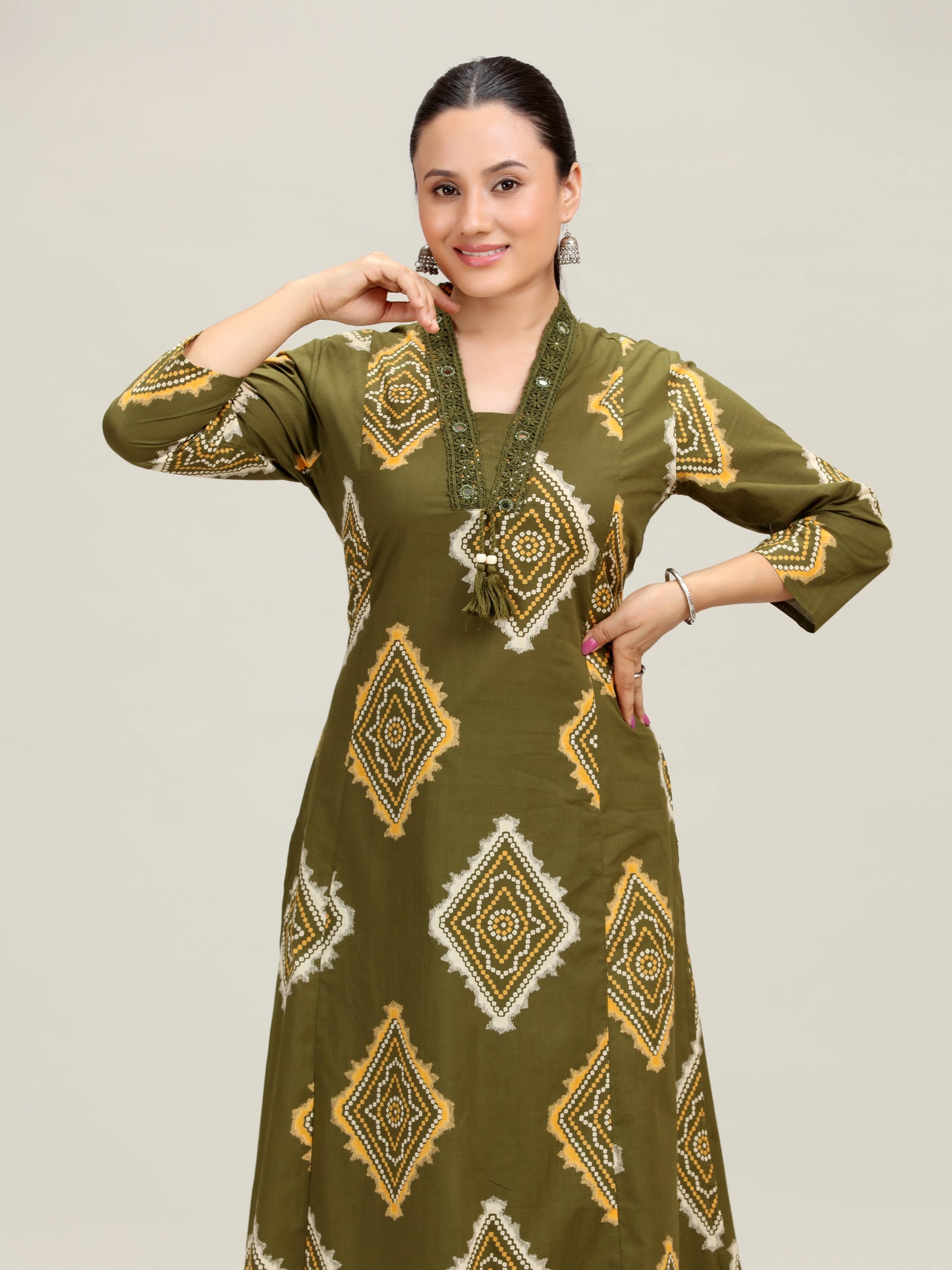 Mehndi Bandhani Printed Straight Co-ord Set