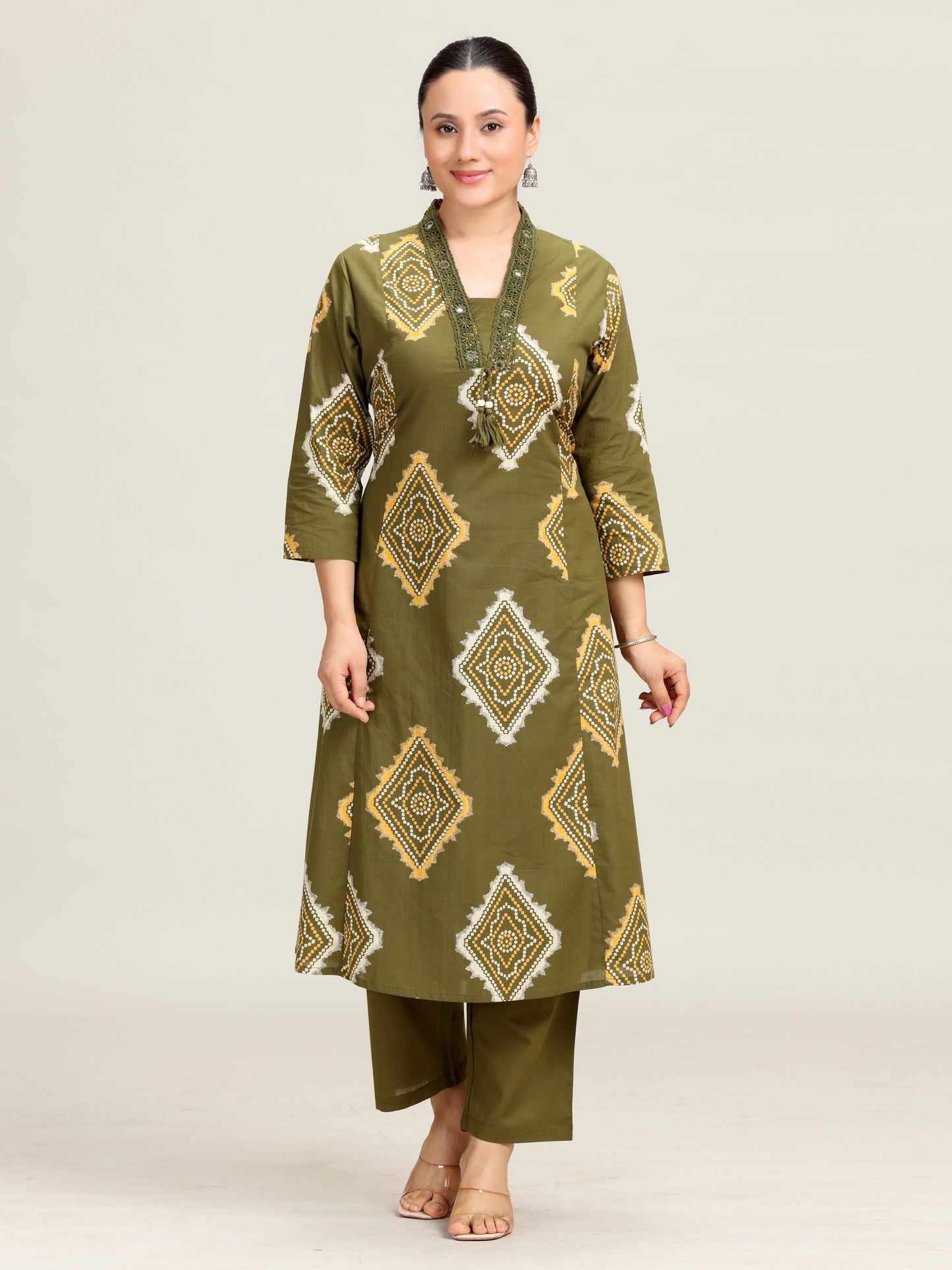 Mehndi Bandhani Printed Straight Co-ord Set