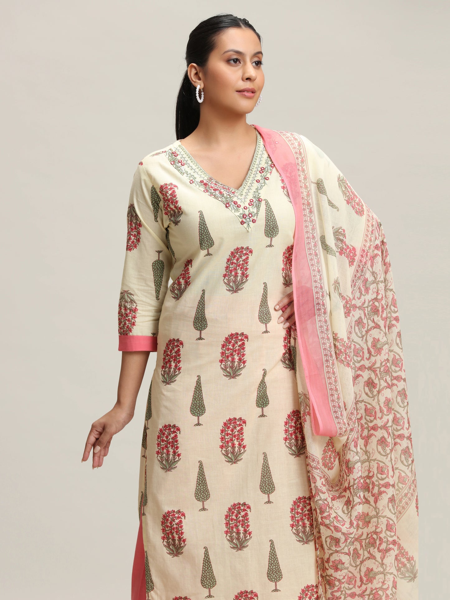 Yellow Printed Embroidered Ethnic Set