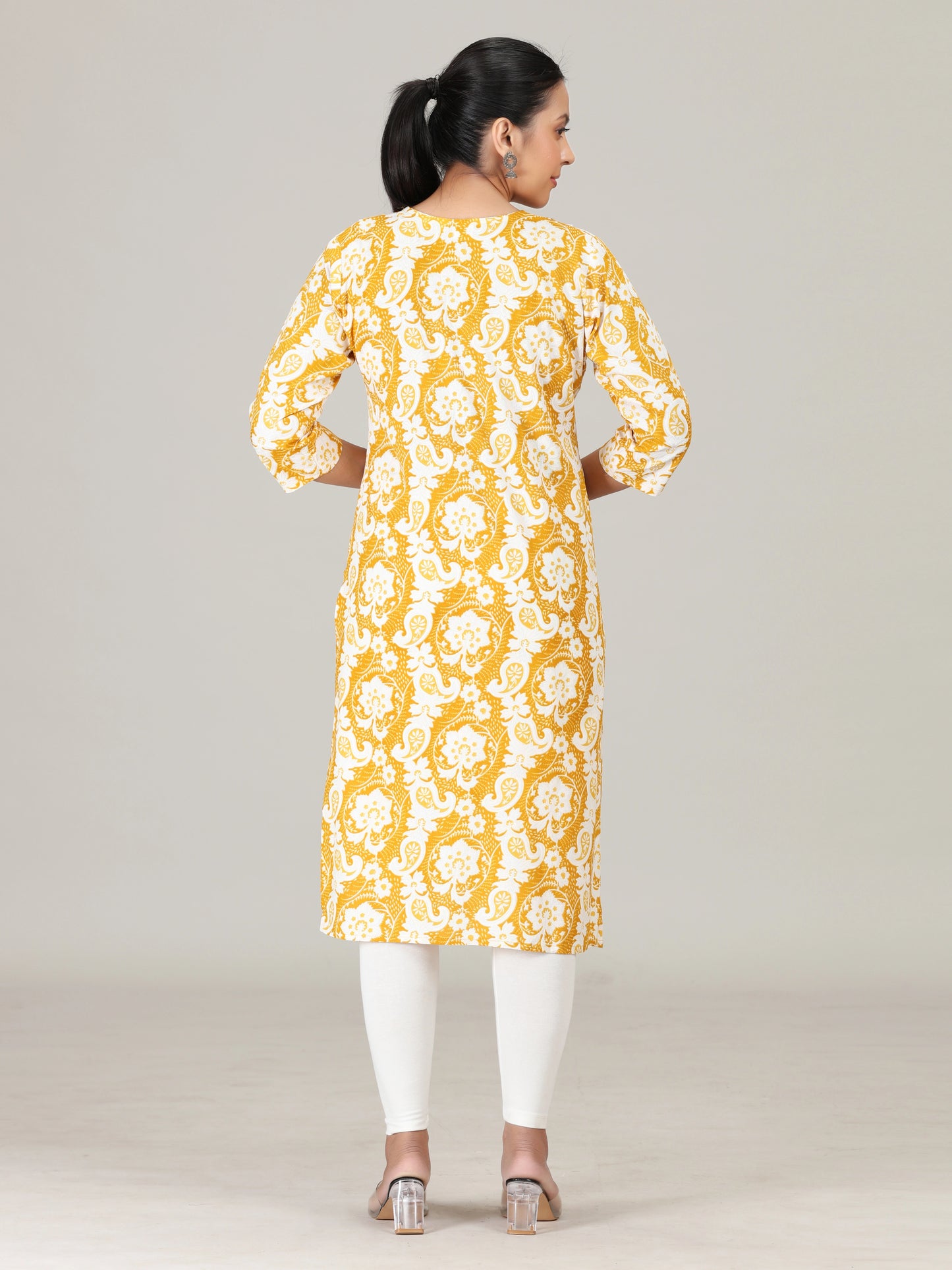 Mustard Mix & Match Printed Straight Kurta